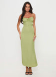 front view of model wearing Princess Polly Kristyn Maxi Dress Green Sweetheart Neckline 