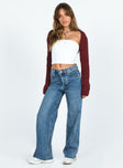 Aytan Bolero Sweater Burgundy Princess Polly  Cropped 