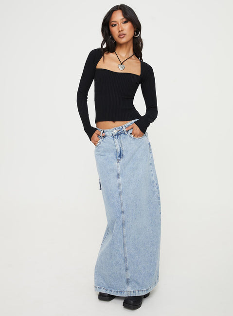 product Princess Polly Full Sleeves Square Neck  Mavins Long Sleeve Top Black