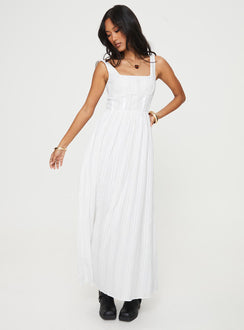 front view of model wearing Princess Polly Lorinda Maxi Dress White Square Neck 