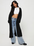 Finneas Longline Cardigan Black Princess Polly  Cropped 