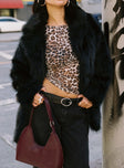 Super Trouper Faux Fur Jacket Black