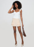 Foalie Ruffle Mini Skirt Beige