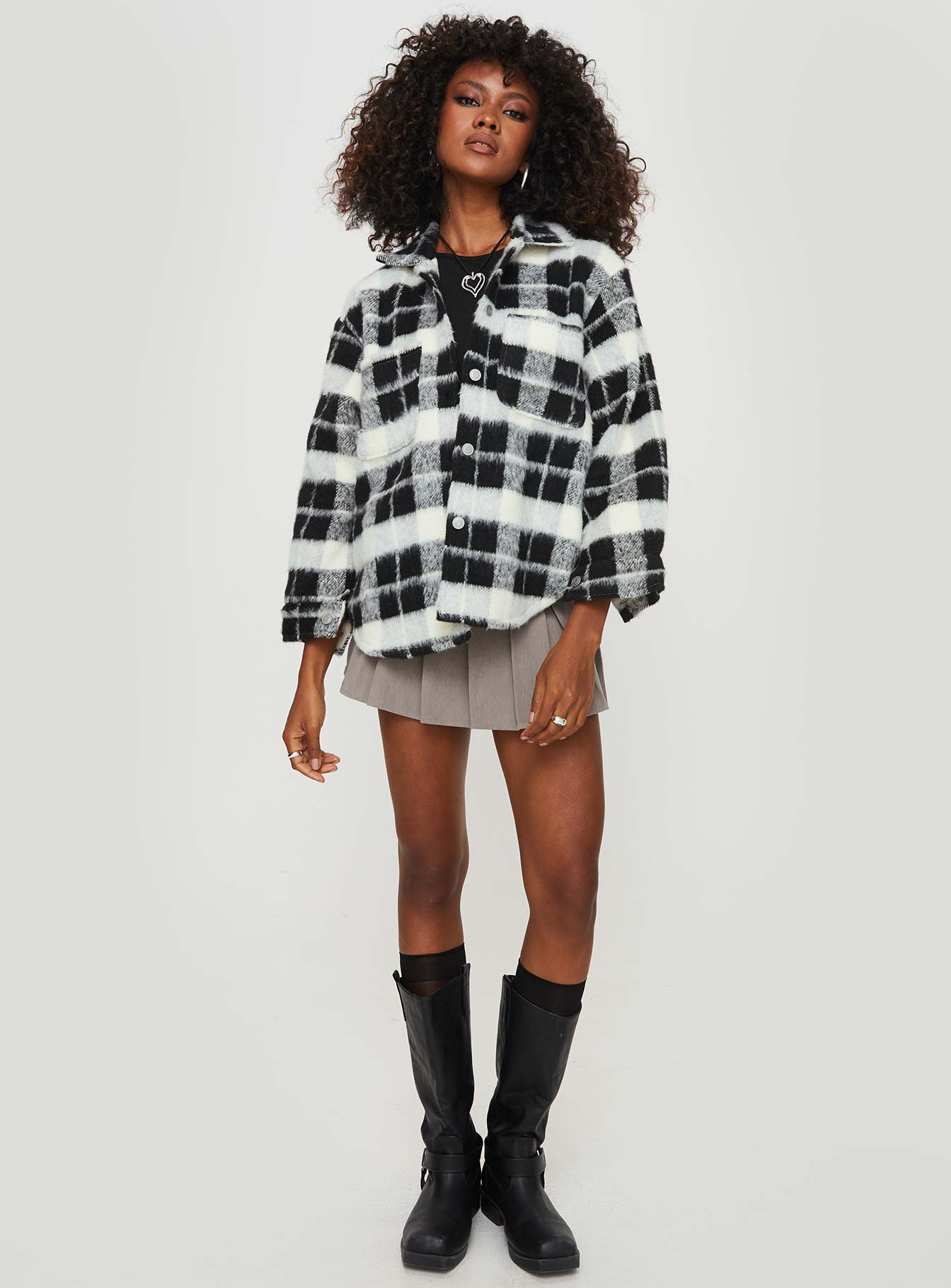 Milane Plaid Shacket Black / White