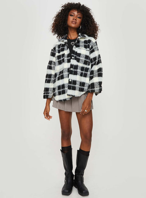 Milane Plaid Shacket Black / White