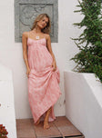 front view of model wearing Princess Polly Seabreeze Maxi Dress Pink Scoop Neck 