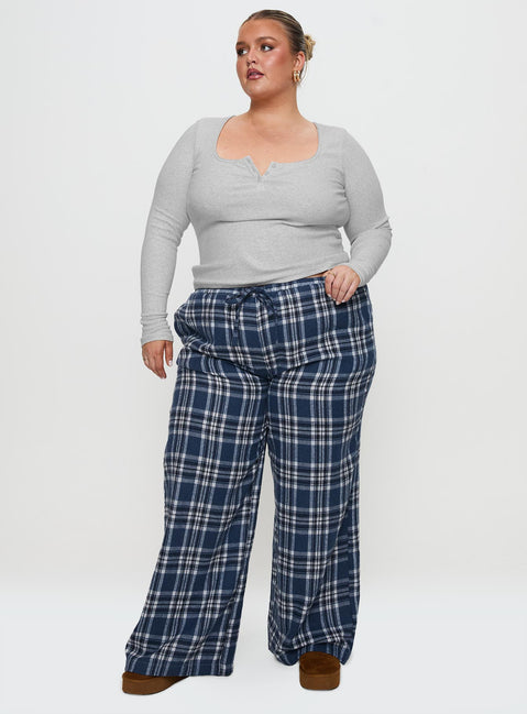 In The Morning Sleep Pant Blue Check Curve