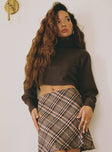 Zahara Cropped Turtleneck Sweater Brown