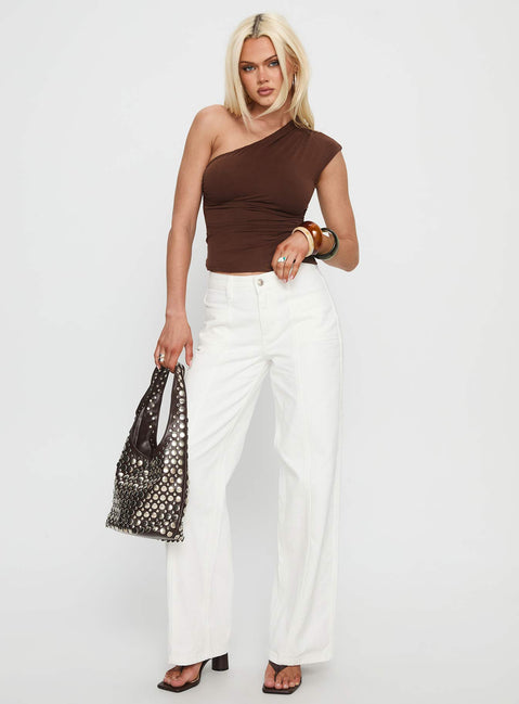 Amelyn One Shoulder Top Brown