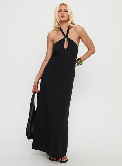 Kaiana Keyhole Halter Maxi Dress Black