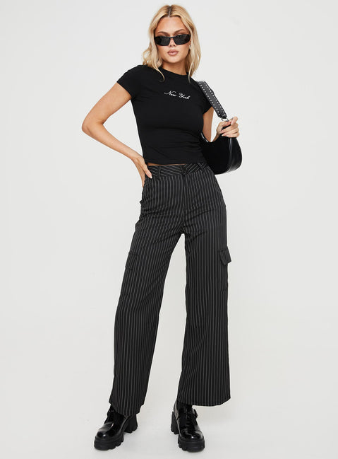 product Princess Polly High Waisted Pants  Katow Cargo Pants Black Stripe