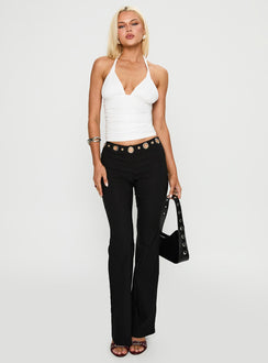 front view of model wearing Princess Polly Light Of Day Top White Sleeveless Plunger 