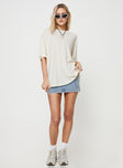 product Princess Polly Half Sleeves V-Neck  Keep An Open Mind Oversized Tee White