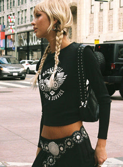 product Princess Polly Full Sleeves Square Neck  Beatrix Long Sleeve Tee Black