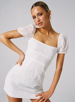 Havena Anglaise Mini Dress White