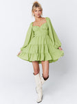 Princess Polly Sweetheart Neckline  Danny Long Sleeve Mini Dress Green