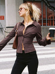 product Princess Polly Full Sleeves High Neck  Anni Pinstripe Shirt Brown