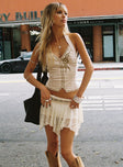   front view of model wearing Princess Polly Lifas Lace Mini Skirt Cream Mini Skirts 