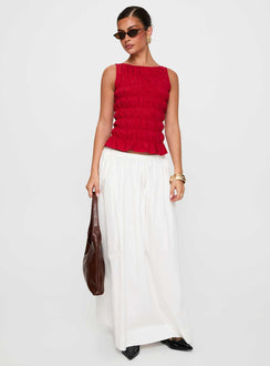   front view of model wearing Princess Polly Felipa Maxi Skirt White Maxi 