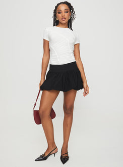   front view of model wearing Princess Polly Mersale Bubble Hem Mini Skirt Black Mini Skirts 