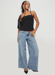 front view of model wearing Princess Polly Mongo Baggy Jeans Light Wash Low Rise Jeans 