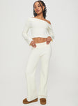 front view of model wearing Princess Polly Try Me Knit Pants Cream 