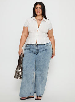 Cottesloe Blouse Top Textured White Curve