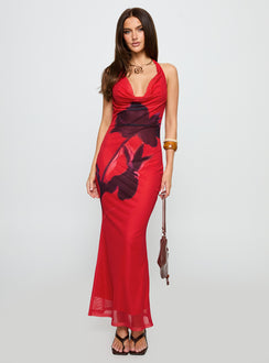 front view of model wearing Princess Polly Bittersuite Cowl Maxi Dress Multi Cowl Neck 