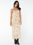 product Princess Polly Crew Neck  Cartian Strapless Maxi Dress Cream / Pink Floral