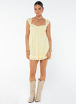 Princess Polly Square Neck  Carlita Mini Dress Yellow