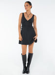 Princess Polly V-Neck  Payne Mini Dress Black