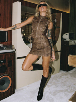 product Ceejay Faux Leather Mini Skirt Brown Princess Polly  Mini Skirts 