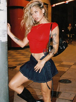 product Camelia Pleat Mini Dark Denim Princess Polly  Mini Skirts 