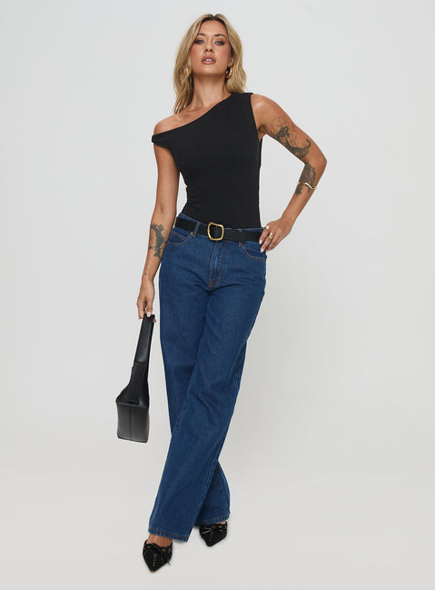 side view of model wearing Princess Polly Miyako Bodysuit Black Sleeveless 