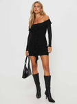 Princess Polly straight  Navaro Off The Shoulder Mini Dress Black