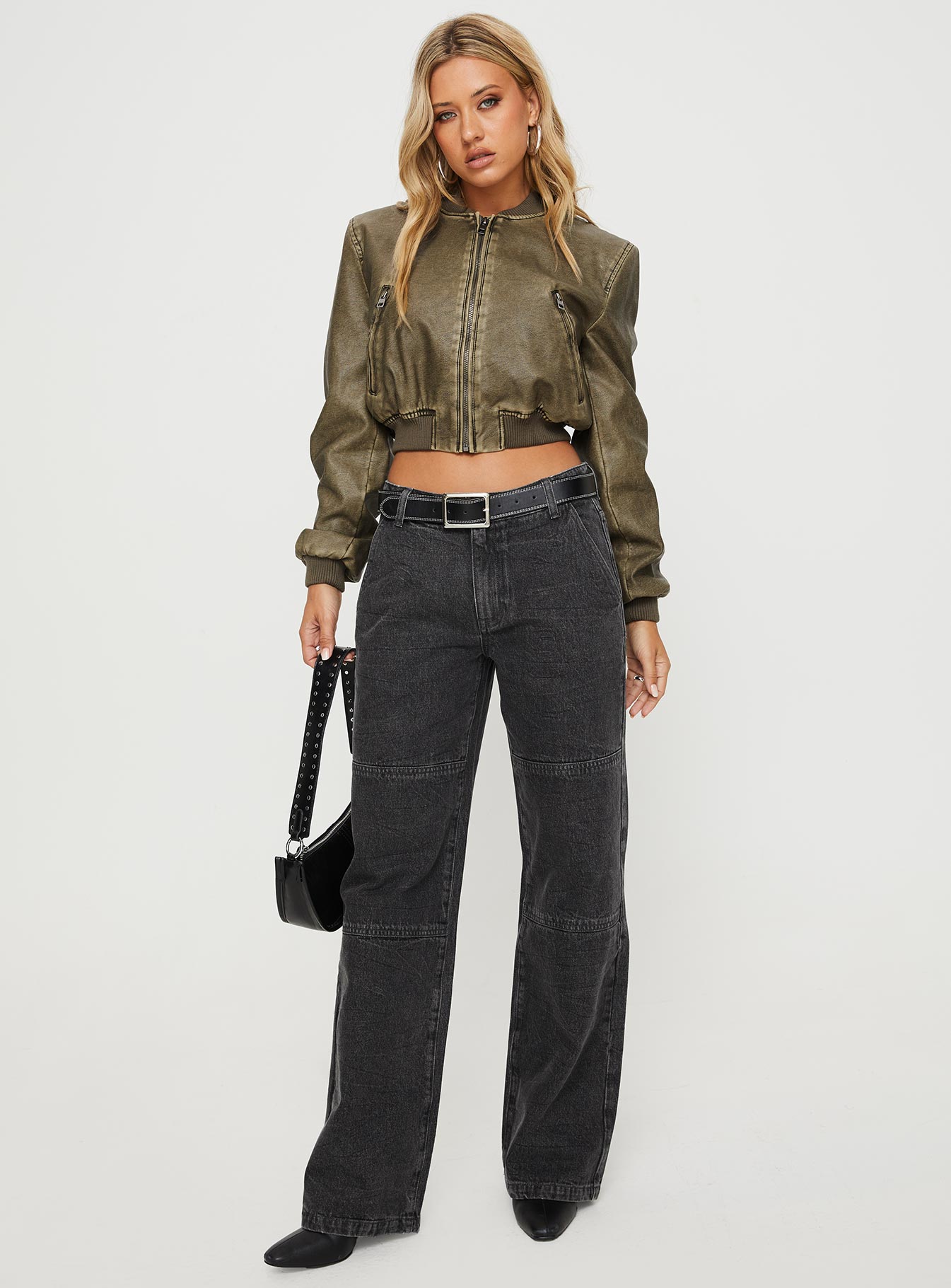 product Princess Polly High Waisted  Freedom Jeans Washed Charcoal