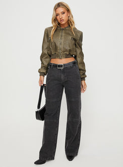 product Princess Polly High Waisted  Freedom Jeans Washed Charcoal