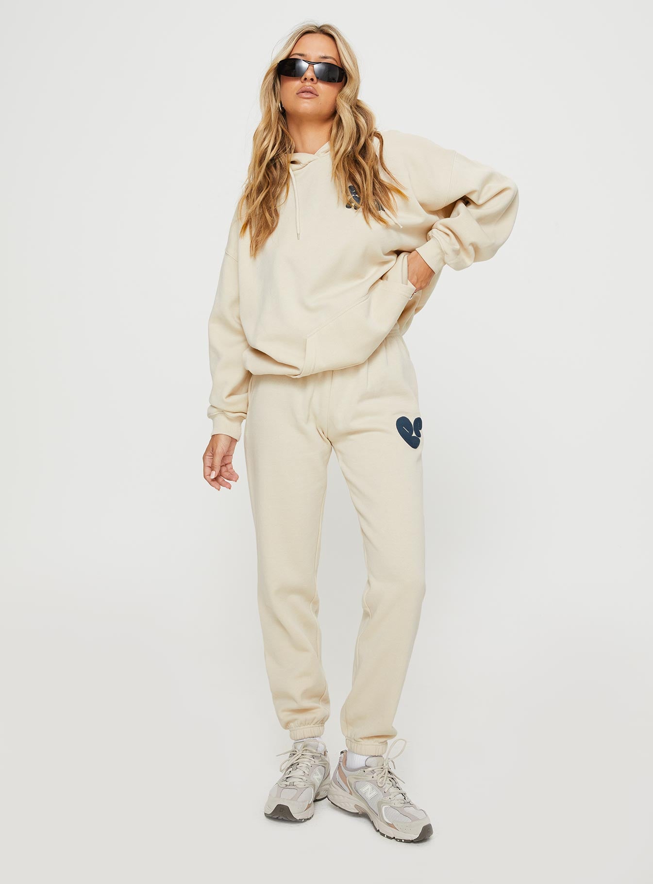 product Princess Polly  Princess Polly Track Pants Bubble Text Stone / Slate