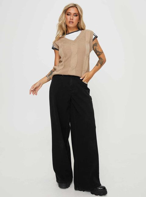 Altman Cable Knit Vest Beige Princess Polly  Cropped 