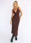 Princess Polly V-Neck  Nellie Maxi Dress Black/Red Floral