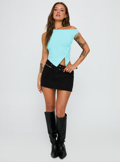 front view of model wearing Princess Polly Paltrow Cargo Mini Skort Washed Black High Waisted Shorts 