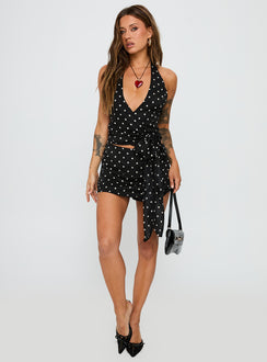 Beffanie Halter Wrap Set Black Polka Dot