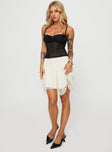 Mesh cami top Adjustable shoulder straps, pinched bust, bow details, faux boning, invisible zip fastening at side