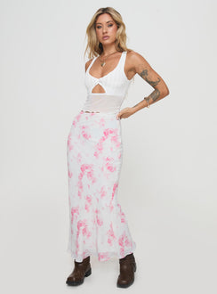   front view of model wearing Princess Polly Agave Maxi Skirt Floral Maxi 