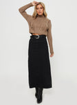 Whessler Split Back Denim Midi Skirt Black Princess Polly  Midi 