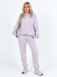 Princess Polly Hooded Sweatshirt Squiggle Text Dusty Mauve / Eggshell Princess Polly  regular 