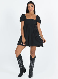 product Princess Polly Square Neck  Lorna Short Sleeve Mini Dress Black