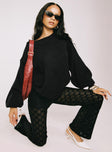 front view of model wearing Princess Polly Jubilee Flare Pants Black High Waisted Pants 