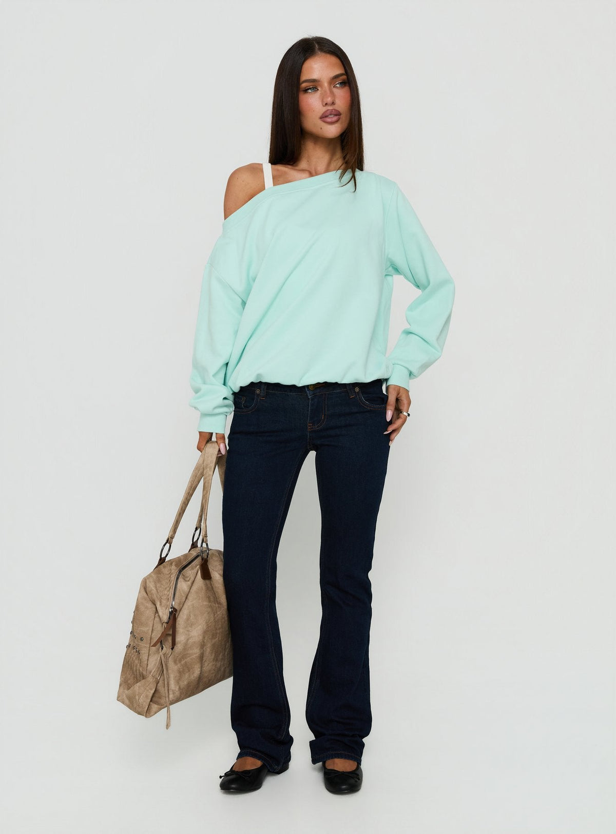 Wellness Off The Shoulder Jumper Turquoise