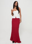 Raven Mid Rise Maxi Skirt Red
